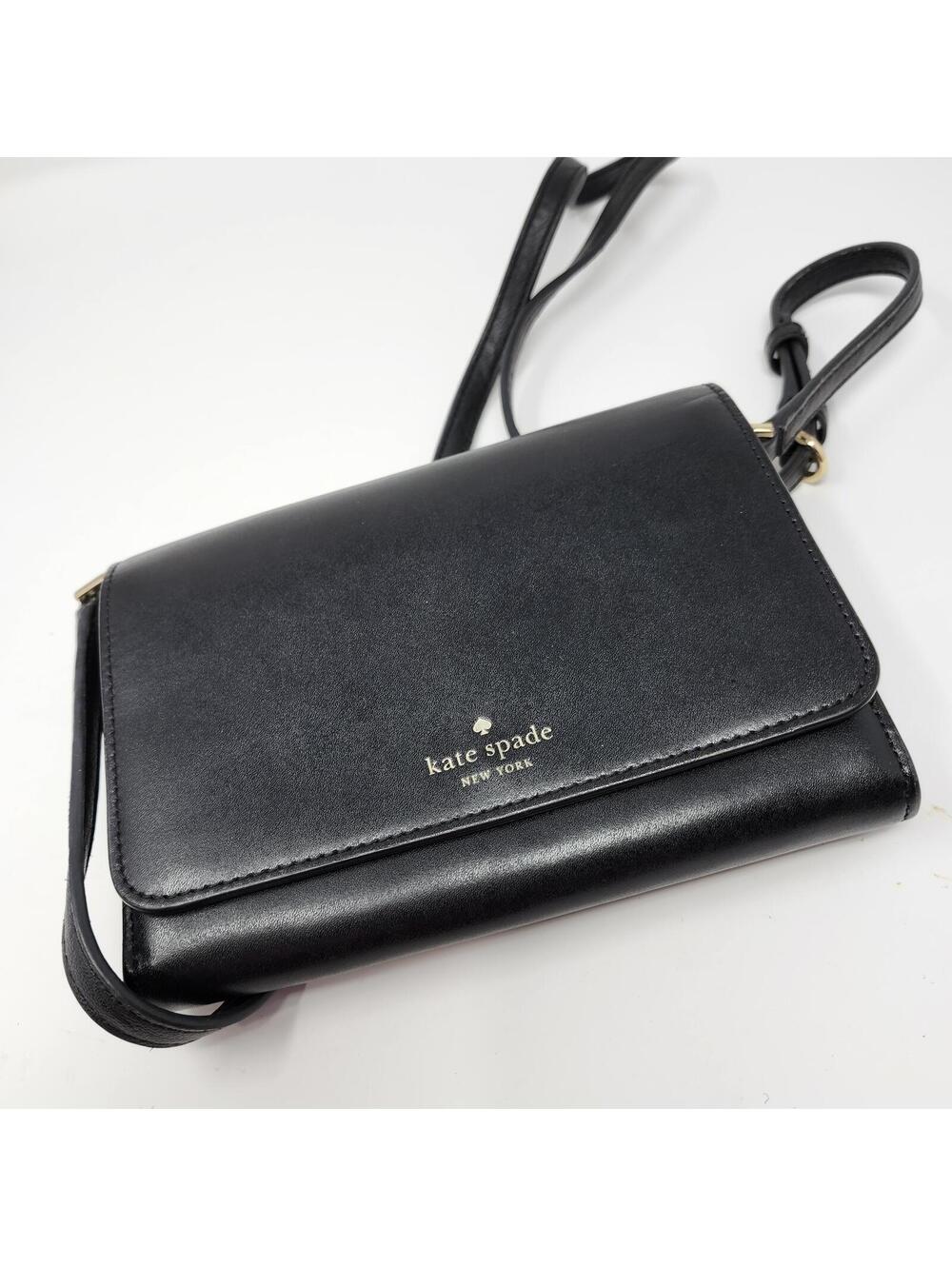 Kate Spade New York Black Leather Crossbody Wallet Bag